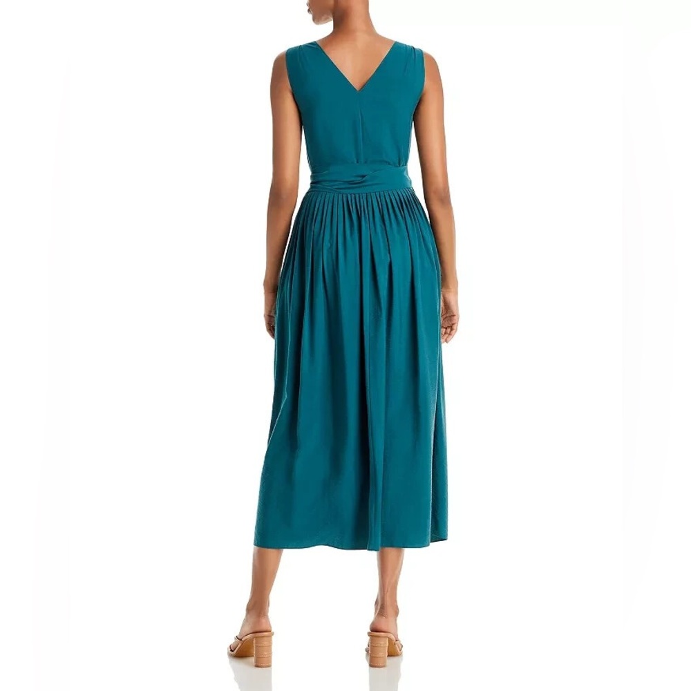 VINCE midi sleeveless wrap dress in teal - Picture 2 of 5